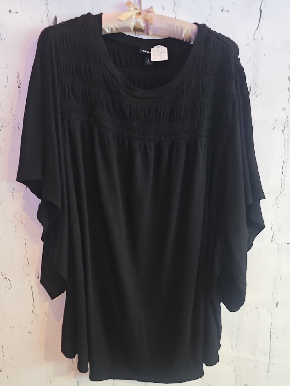 Torrid Black Smocked Yoke Flutter Sleeve Blouse (3)